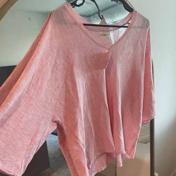Kate & Sam lightweight heathered pink oversized v neck sweater. Size S. NWT - Picture 1 of 7